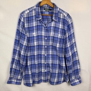 Lauren  Ralph Lauren Women Long Sleeve 100% Cotton Button Up Shirt Sz XL Classic